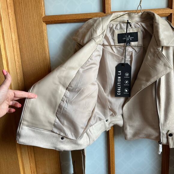 NWT! LA Coalition Women’s Sz Sm Faux Suede Long Sleeve Faux Pockets Zip Jacket - Picture 5 of 15